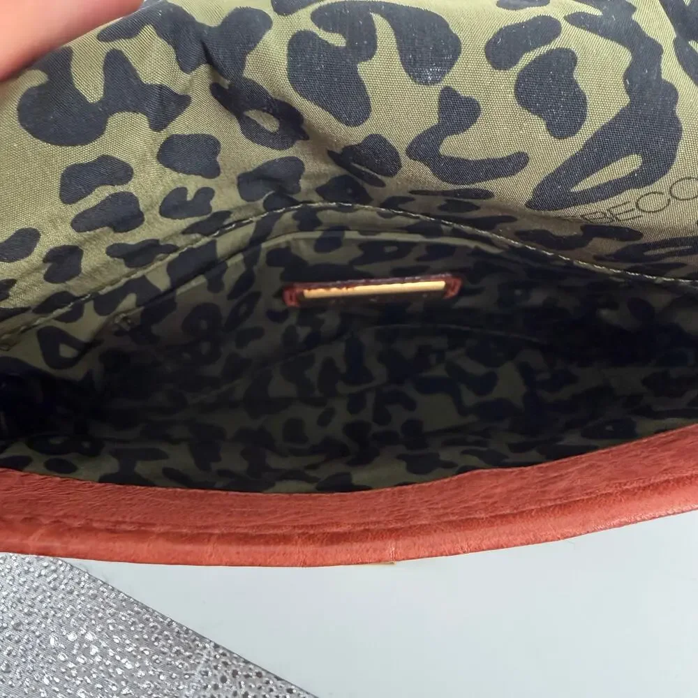 VTG Burnt Orange Leather Studded Crossbody Bag Boho Saddle Purse Rebecca Minkoff